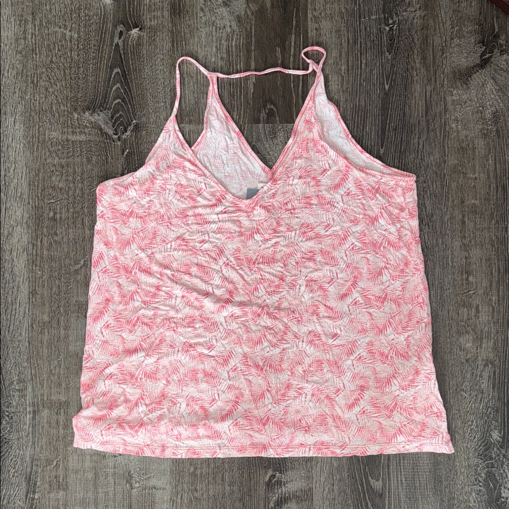 Old Navy Pink and White Patterned Tank Top